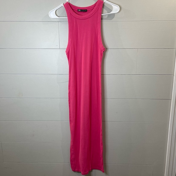 Zara Dresses & Skirts - Zara Women’s Ribbed Pink Sleeveless Maxi Dress Size Medium